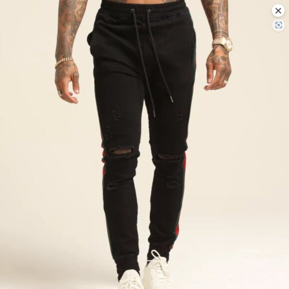 Saint Morta Prestige Jogger Pant – Black w/ Red‑Green Stripe –‎ Size Medium - Picture 2 of 12